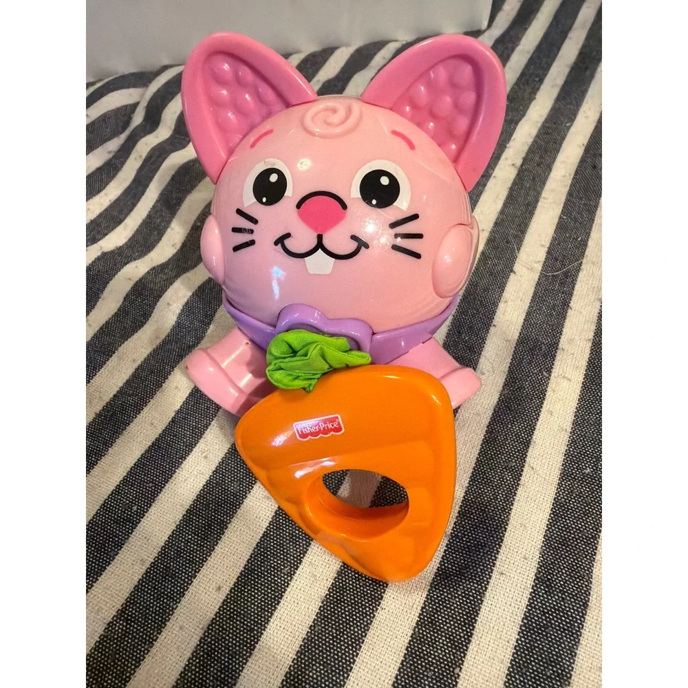 Fisher-Price Hungry Bunny Pink Interactive Sensory Toy with Carrot Accessory
